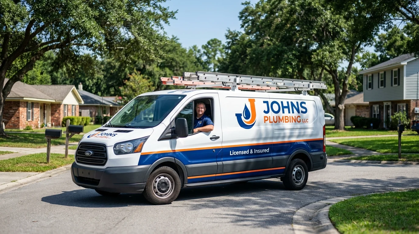 Johns Plumbing LLC service van in Boston, MA